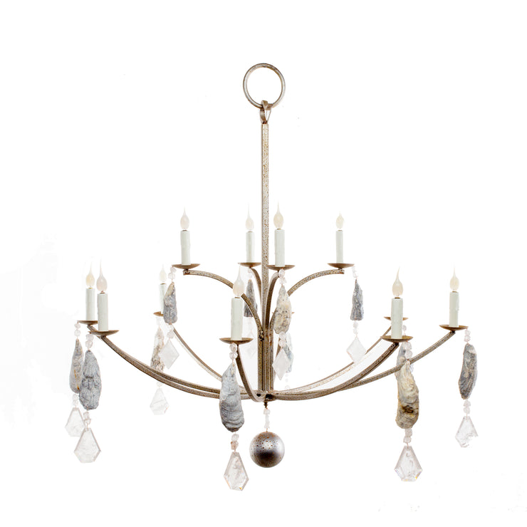 SMALL LAUREL BAY CHANDELIER WITH SHELL AND CRYSTAL
