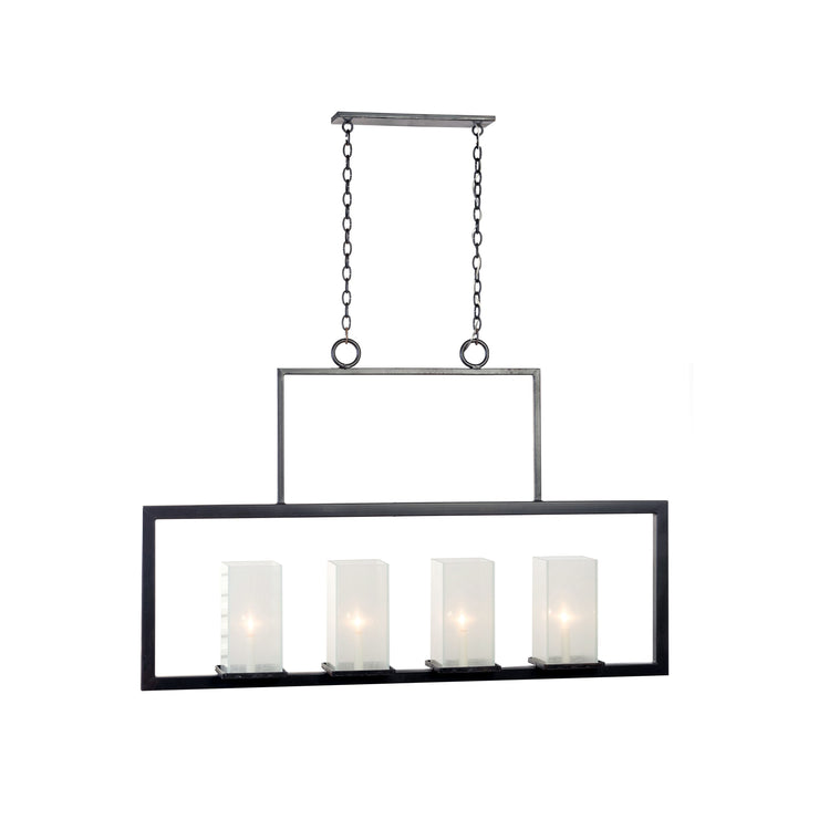 FRAME WITH OYSTER LINEN GLASS CHANDELIER